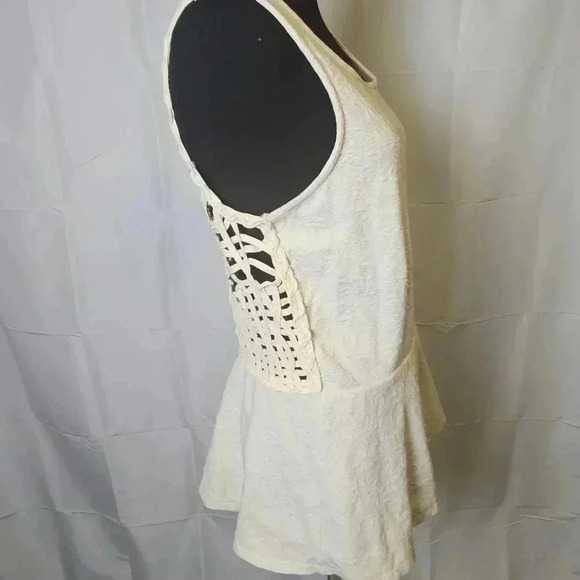 Free People Affairs‎ In Versailles Peplum,Macrame boho,hippiechic Tank SZ LARGE - Picture 4 of 9